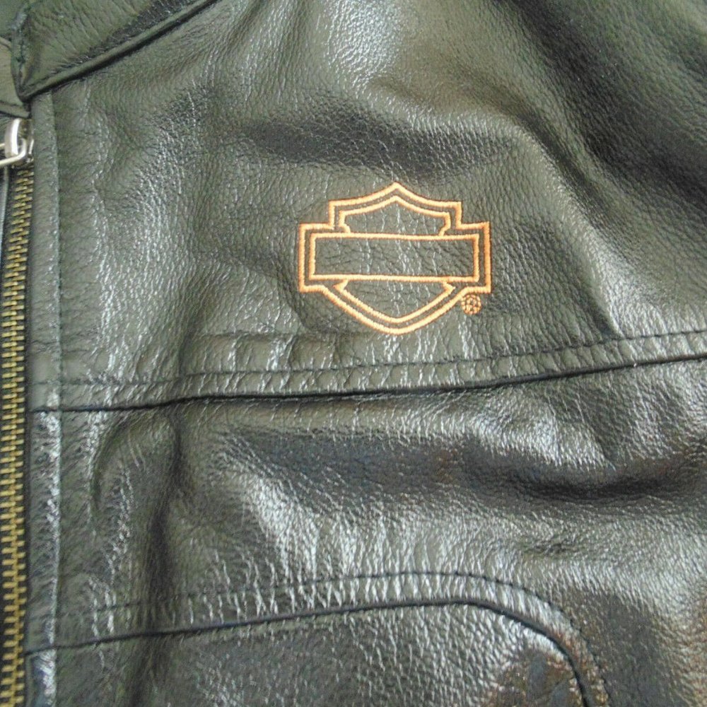 HARLEY LEATHER GOLD SCRIP FASHION JACKET LARGE - Picture 7 of 7
